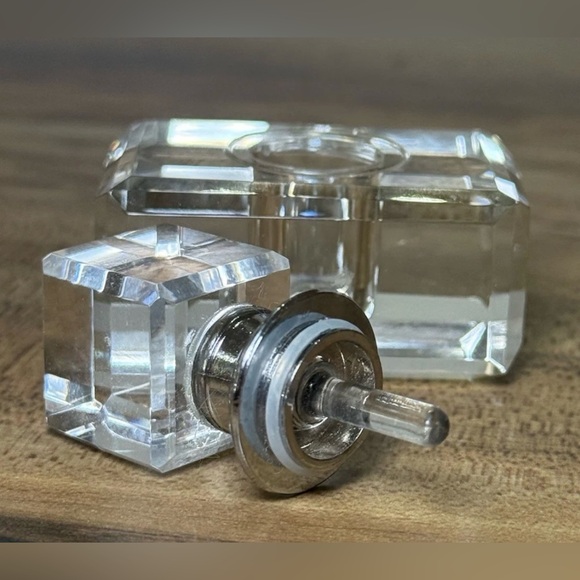 Saks Fifth Ave Crystal Cut Perfume Bottles Lot Of 3 Geometric Facets Signed Rare - Picture 3 of 12